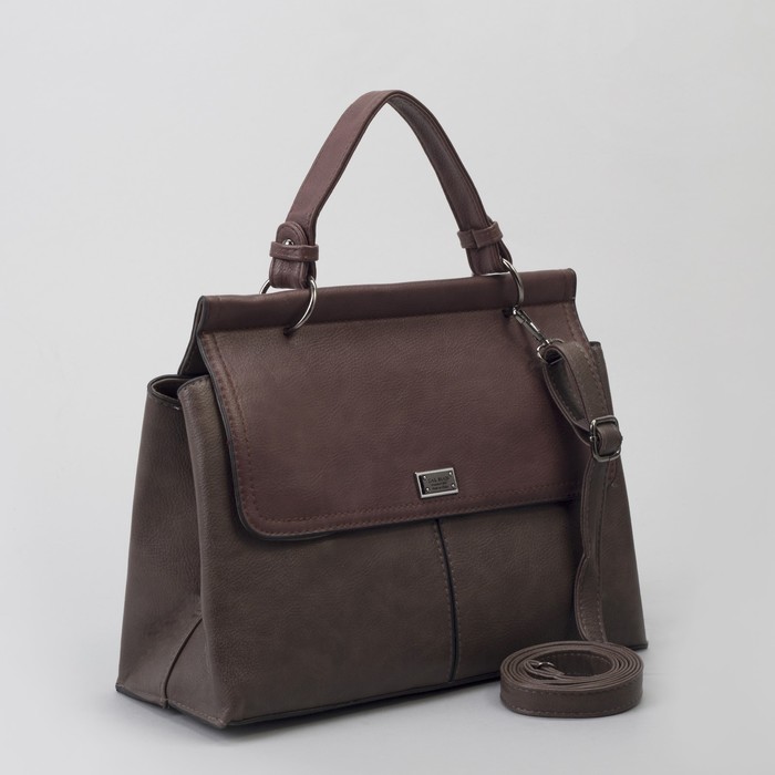 Сумка женская, отдел на молнии, наружный карман, длинный ремень, цвет хаки