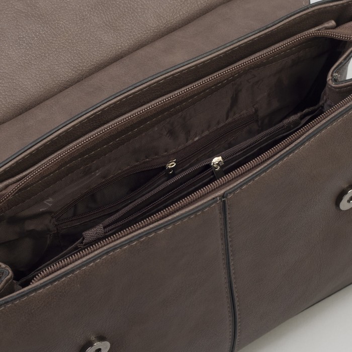 Сумка женская, отдел на молнии, наружный карман, длинный ремень, цвет хаки