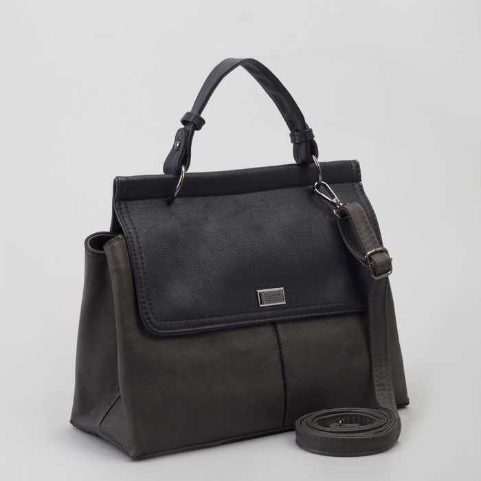 Сумка женская, отдел на молнии, наружный карман, длинный ремень, цвет серый