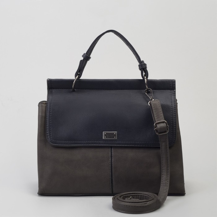 Сумка женская, отдел на молнии, наружный карман, длинный ремень, цвет серый