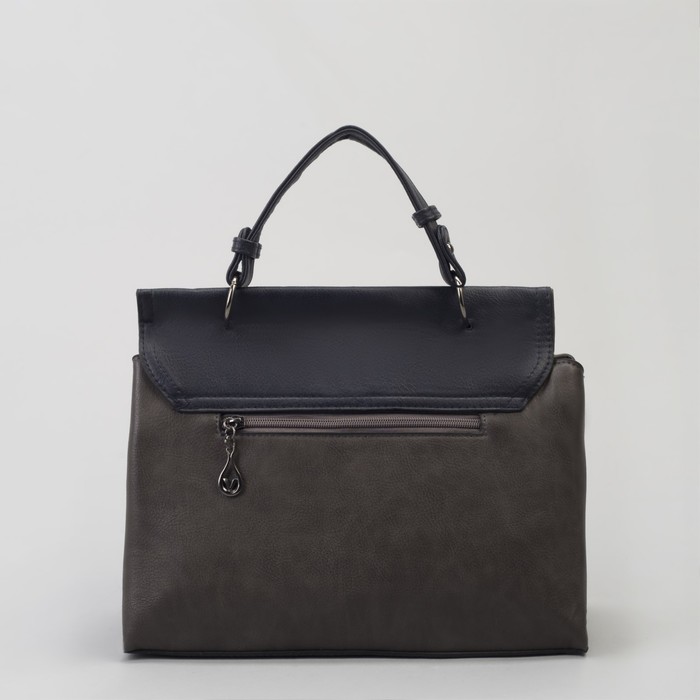 Сумка женская, отдел на молнии, наружный карман, длинный ремень, цвет серый