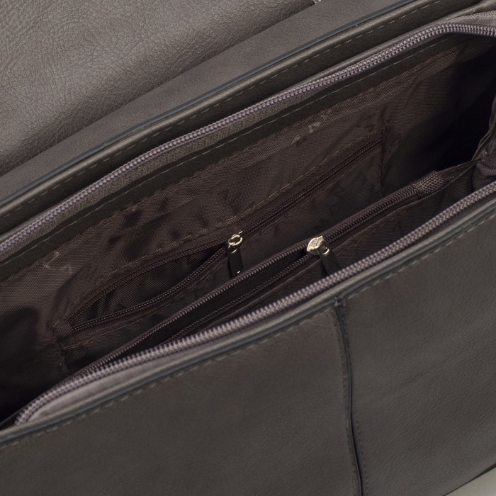 Сумка женская, отдел на молнии, наружный карман, длинный ремень, цвет серый