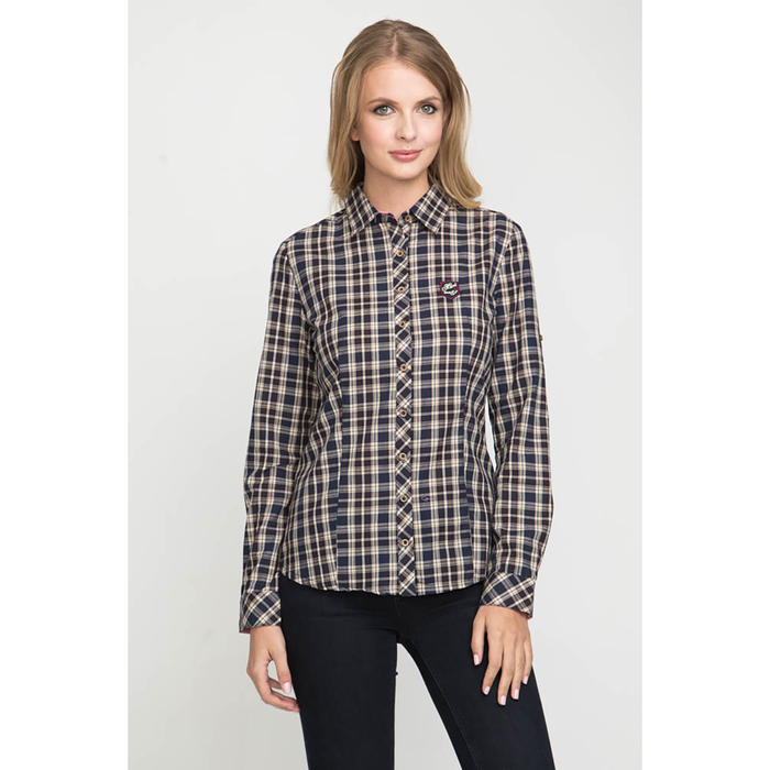 Блузка женская 15151 цвет тёмно-синяя клетка, р-р 44
