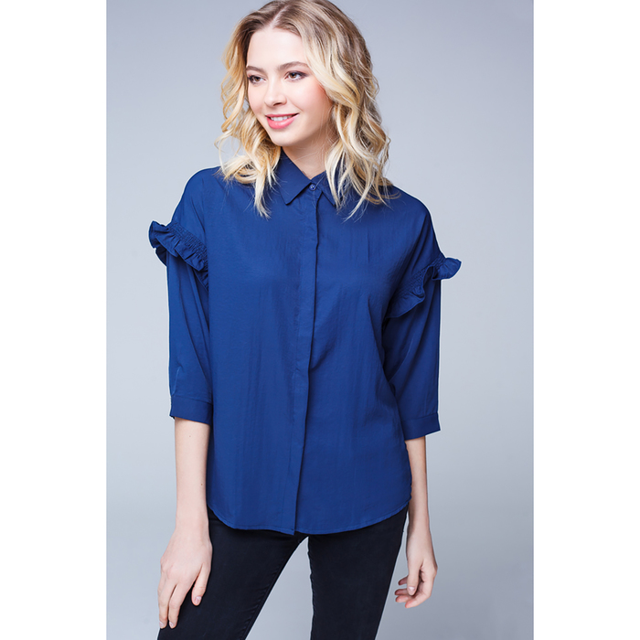 Блузка женская 7295-7 цвет тёмно-синий, р-р 46