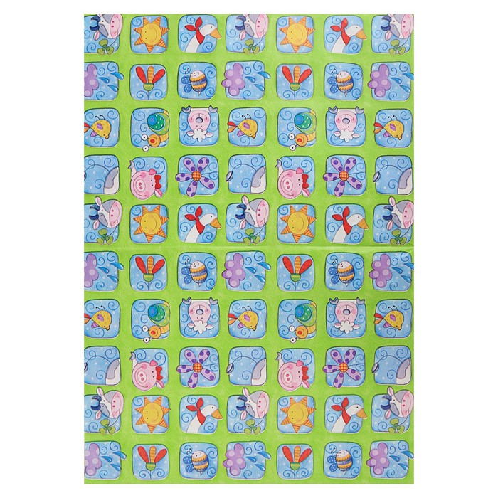 Набор для упаковки, "Весёлые зверята", крафт 0,7 х 1 м х 2, лента 15 мм х 3 м х 4