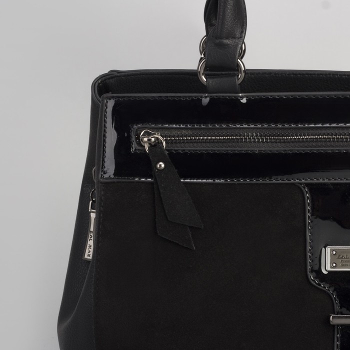 Сумка женская, отдел с перегородкой на молнии, 2 наружных кармана, длинный ремень, цвет чёрный