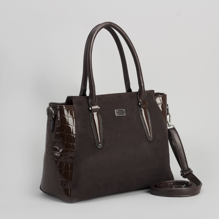 Сумка женская, отдел с перегородкой на молнии, наружный карман, длинный ремень, цвет кофе