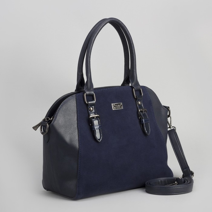 Сумка женская, отдел с перегородкой на молнии, наружный карман, длинный ремень, цвет синий