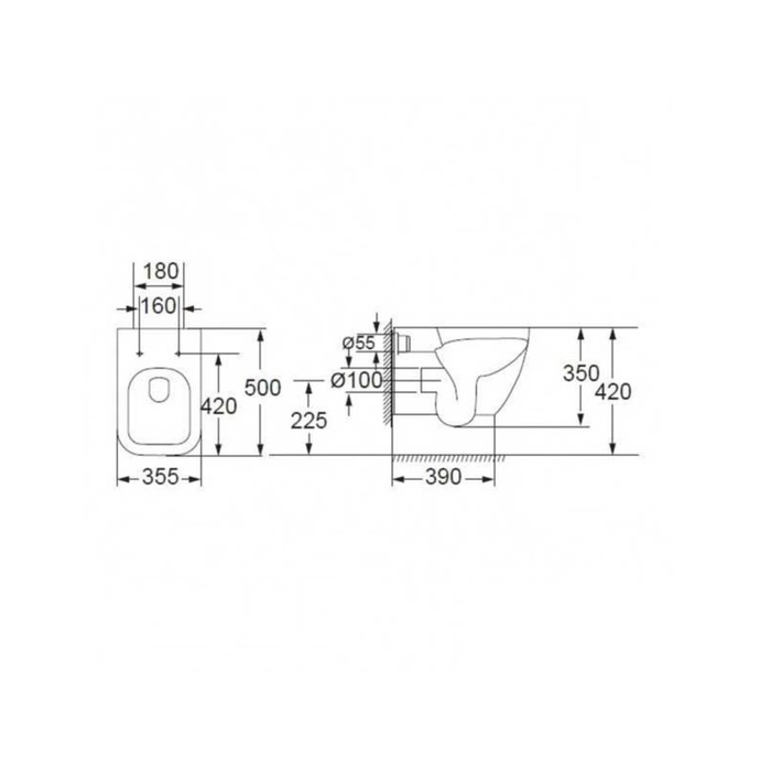 Чаша унитаза BelBagno ALPINA BB10100CHR, подвесной, безободковый