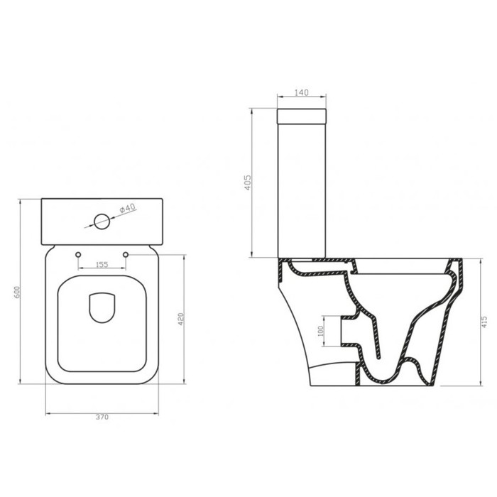 Чаша унитаза BelBagno JANICE P-trap BB124CP