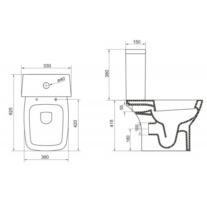 Чаша унитаза BelBagno LAGO P-trap BB128CP