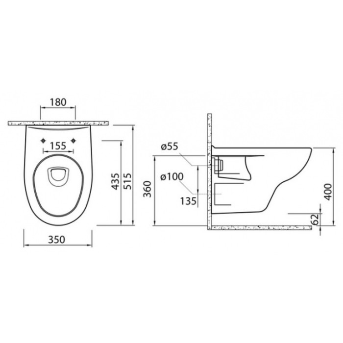 Чаша унитаза BelBagno LINEA BB9363CH, подвесной