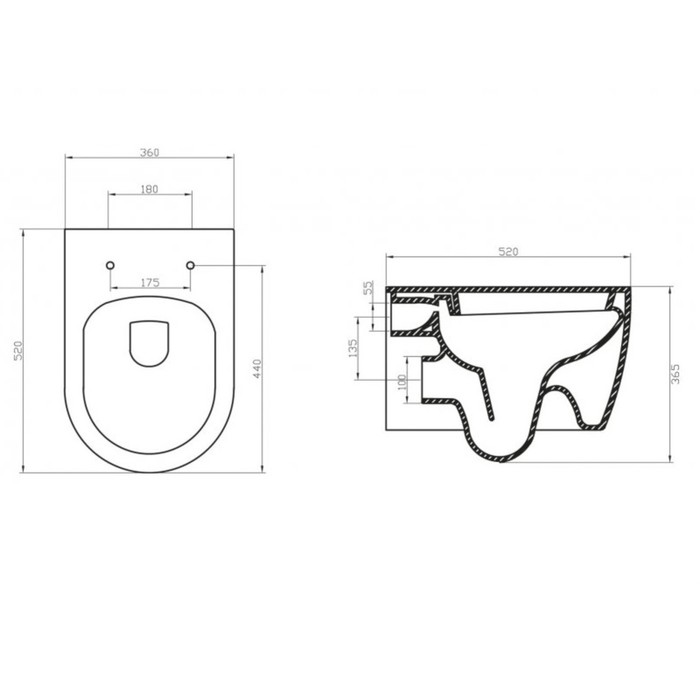 Чаша унитаза BelBagno MARINO P-trap BB105CH, подвесной, с креплением
