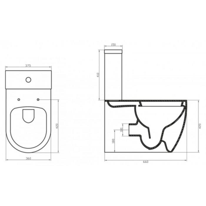 Чаша унитаза BelBagno MARINO P-trap BB105CPR, безободковый