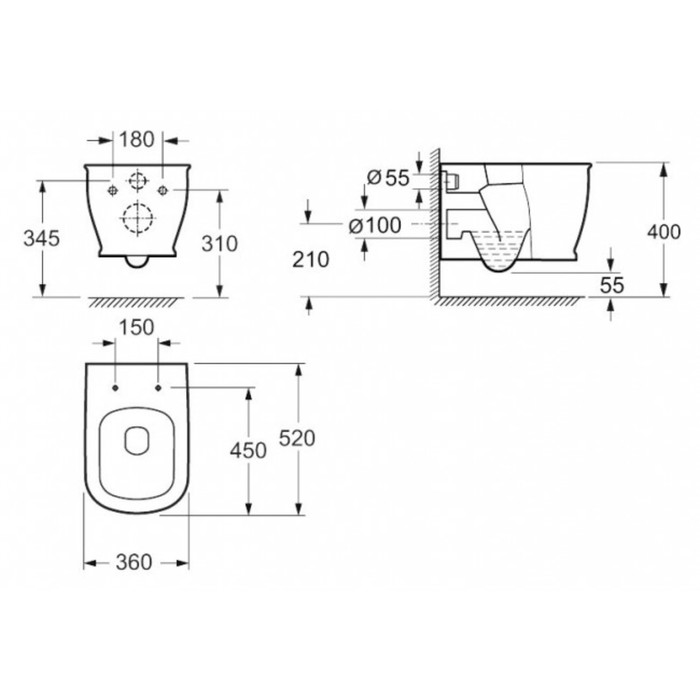 Чаша унитаза BelBagno PRADO BB10150CH, подвесной, безободковый