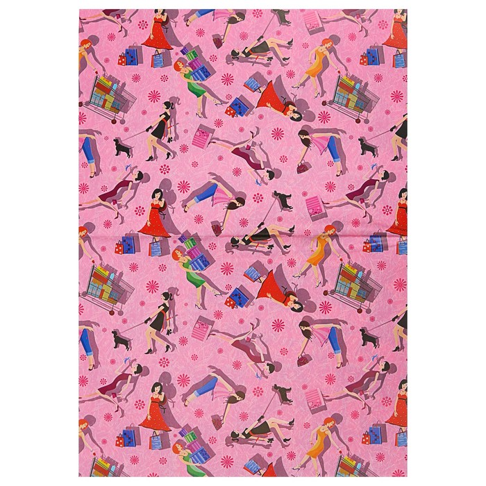 Набор для упаковки, "Для девочки", крафт 0,7 х 1 м х 2, лента 15 мм х 3 м х 4