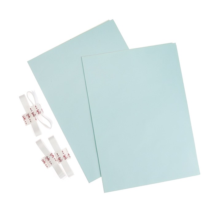 Набор для упаковки, светло-голубой, крафт 0,7 х 1 м х 2, лента 15 мм х 3 м х 4