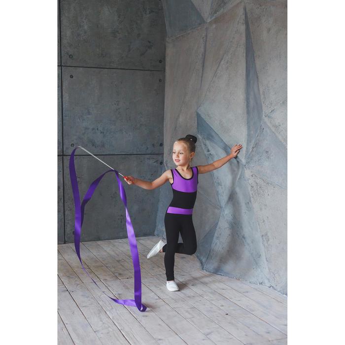 Комбинезон гимнастический со вставками (GD2002), цвет чёрный-фиолет, размер 40