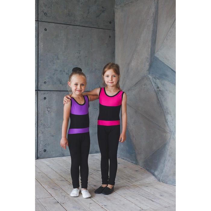 Комбинезон гимнастический со вставками (GD2002), цвет чёрный-фиолет, размер 40