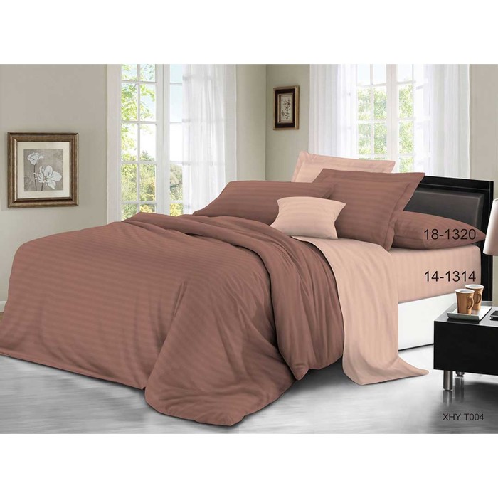 КПБ 1,5 сп, 120х200 см резинка, 150х210 см, 70х70 см-2 шт., страйп-сатин Т004