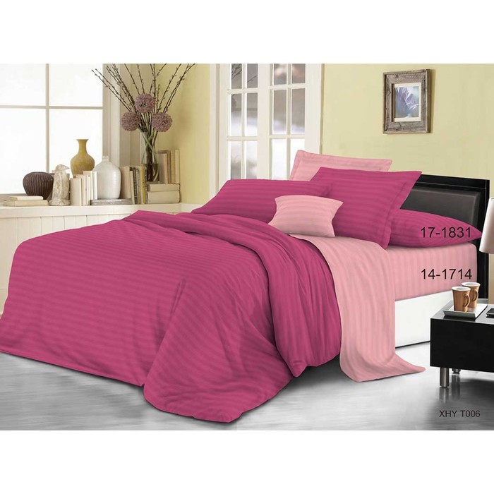 КПБ 1,5 сп, 120х200 см резинка, 150х210 см, 70х70 см-2 шт., страйп-сатин Т006