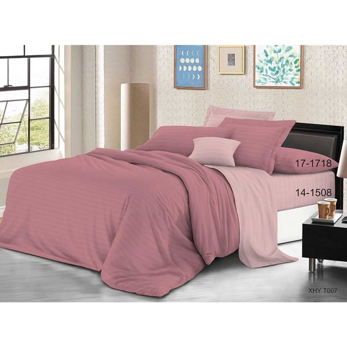 КПБ евро, 180х200 см резинка, 200х210 см, 70х70 см-2 шт., страйп-сатин Т007