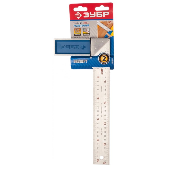 Угольник "ЗУБР" ЭКСПЕРТ 34393-30, столярный, алюминиевая рукоятка, полотно 37 мм, 300 мм