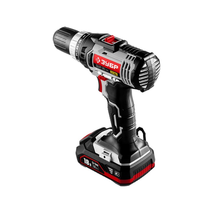 Дрель-шуруповерт "ЗУБР" ДШЛ-181 КН, аккум., 18В, 40/1400 об/мин, БЗП 1-13мм, 2х1.3Ач, кейс