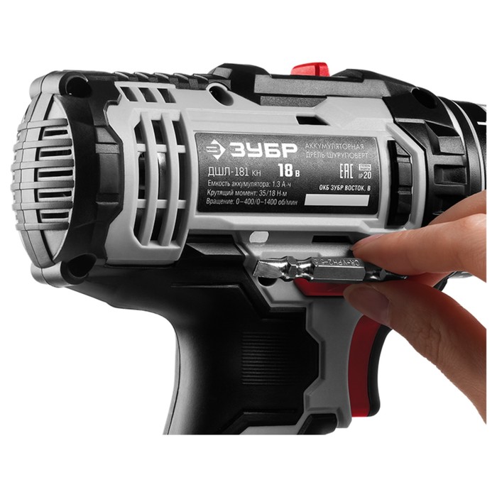 Дрель-шуруповерт "ЗУБР" ДШЛ-181 КН, аккум., 18В, 40/1400 об/мин, БЗП 1-13мм, 2х1.3Ач, кейс