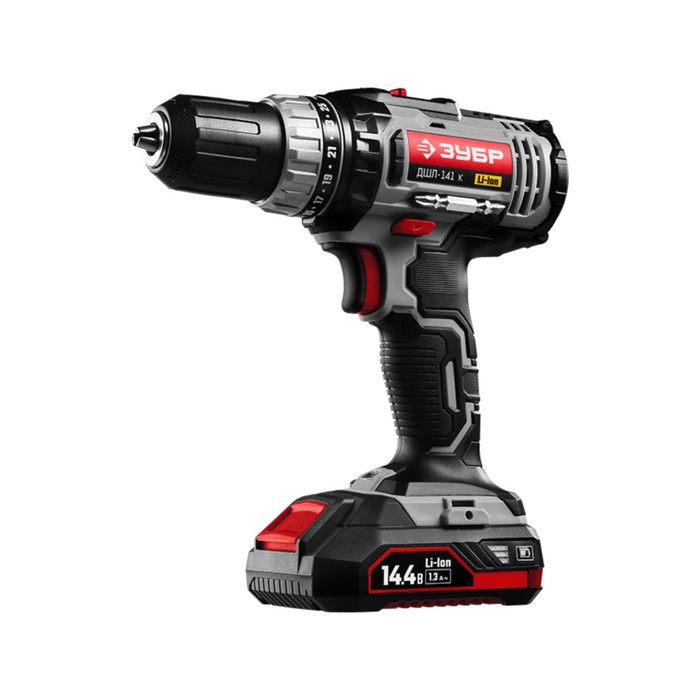 Дрель-шуруповерт &quot;ЗУБР&quot; ДШЛ-141 К, аккум., 14.4 В, 400/1400 об/мин, БЗП 1-13 мм, 1х1.3 ач