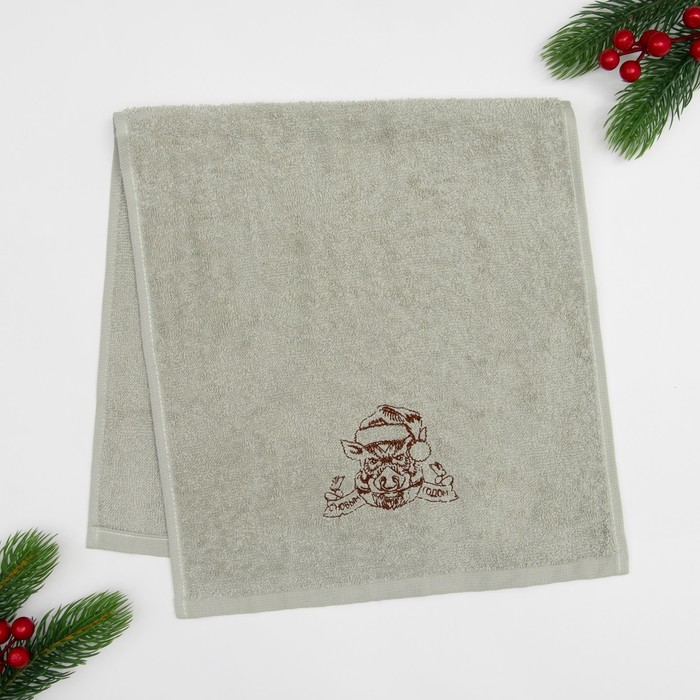 Полотенце махровое "С Новым годом" 30х60см, 340 г/м2, 100% хлопок