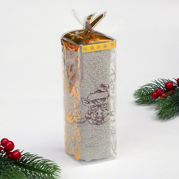 Полотенце махровое "С Новым годом" 30х60см, 340 г/м2, 100% хлопок