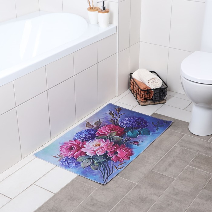 Ковер для дома "Цветы акварель" 50х80 см