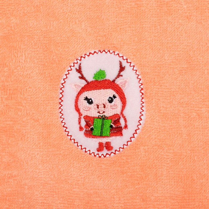 Полотенце махровое с вышивкой "Подарочек" 30х60см, 340 г/м2, 100% хлопок