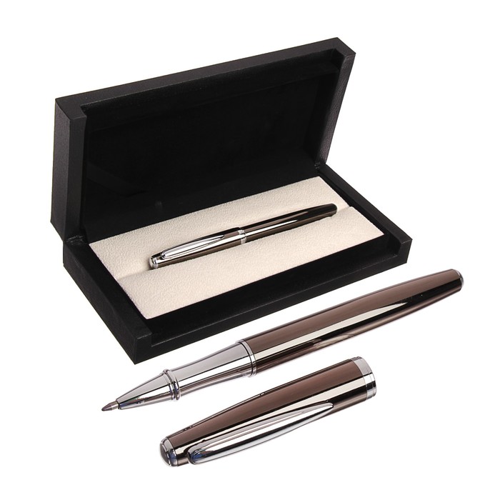 Ручка подарочная шариковая в кожзам футляре поворотная Кросс корпус серый