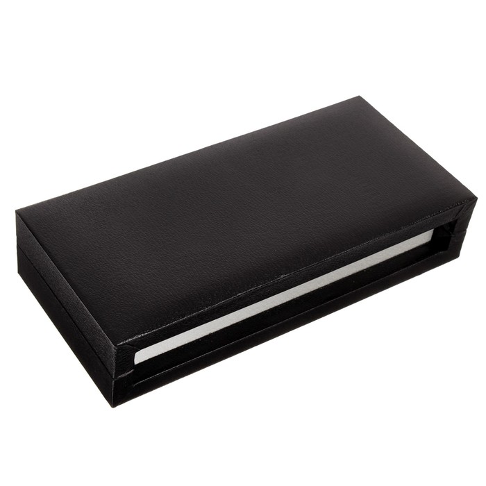 Ручка подарочная шариковая в кожзам футляре поворотная Рельеф корпус черно-серебристый