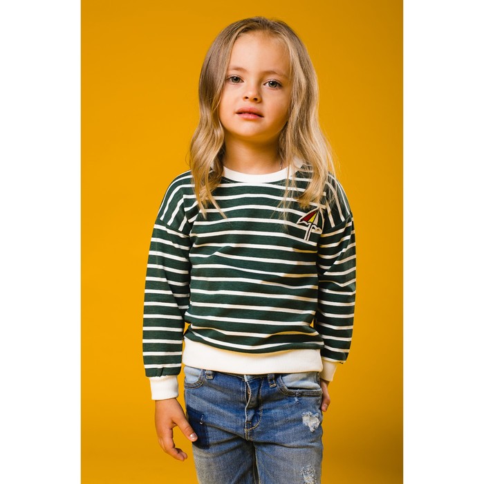 Джемпер Зонтик зеленый в белую полоску, рост 104