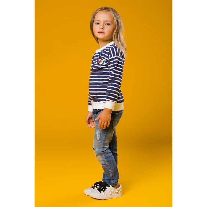 Джемпер Зонтик синий в белую полоску, рост 104
