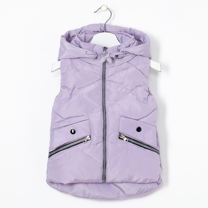 Жилет для девочки с капюшоном, сиреневый, рост 104-110 (26)