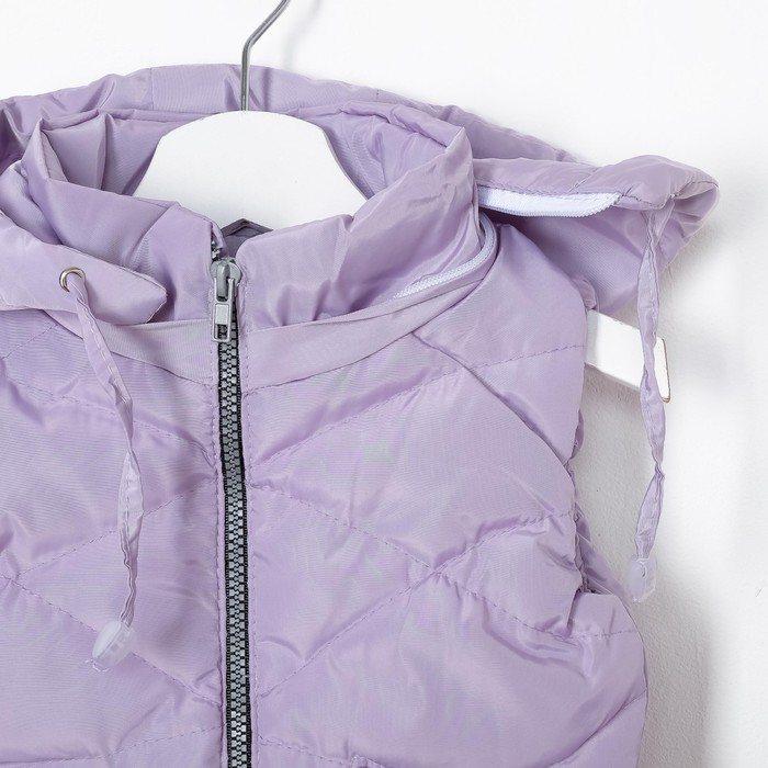 Жилет для девочки с капюшоном, сиреневый, рост 110-116 (28)