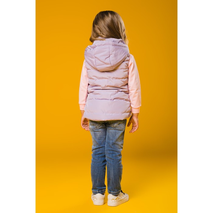 Жилет для девочки с капюшоном, сиреневый, рост 116-122 (30)