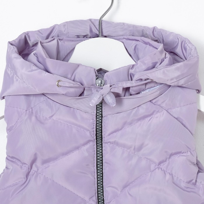 Жилет для девочки с капюшоном, сиреневый, рост 116-122 (30)