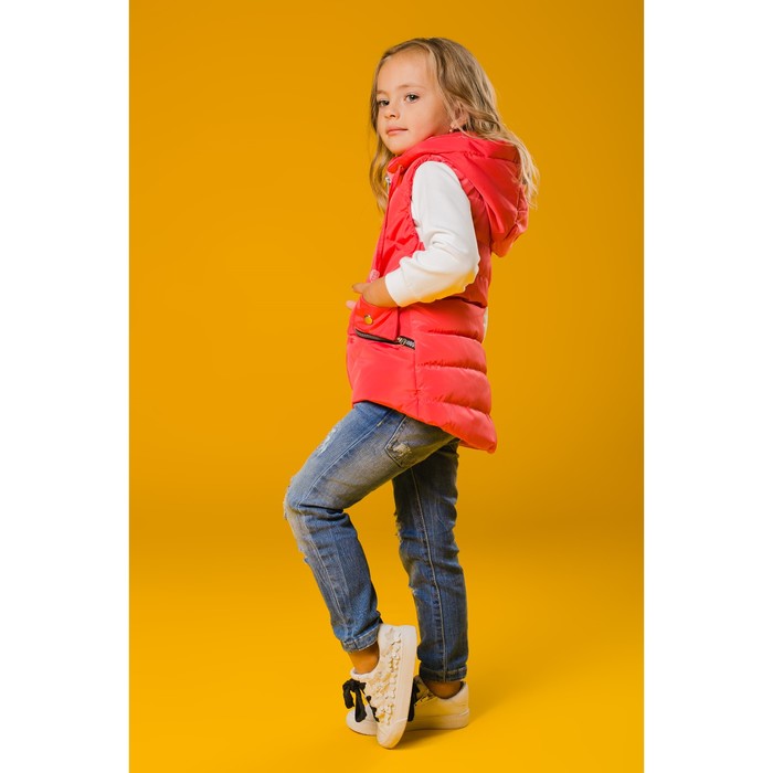 Жилет для девочки с капюшоном, фуксия, рост 98-104 (24)