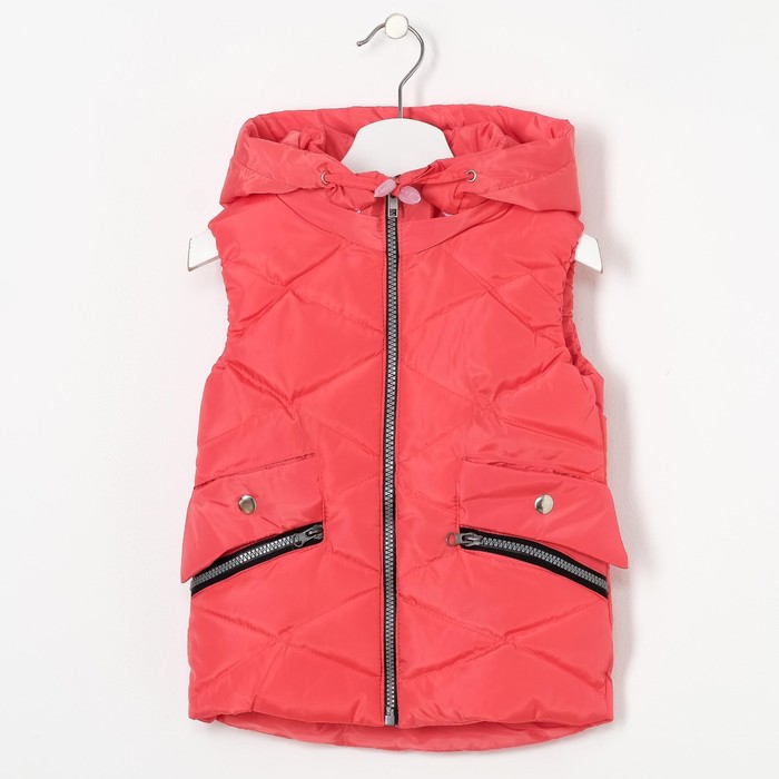 Жилет для девочки с капюшоном, фуксия, рост 98-104 (24)