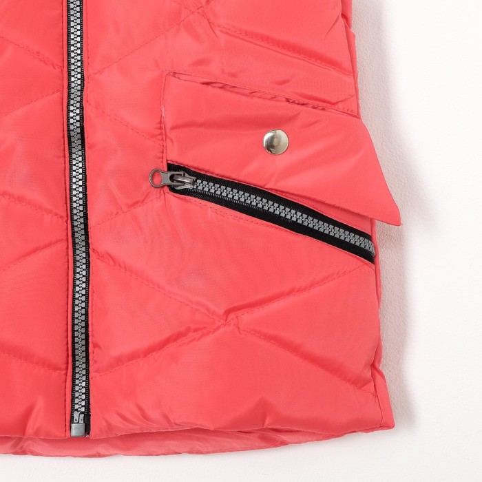 Жилет для девочки с капюшоном, фуксия, рост 98-104 (24)