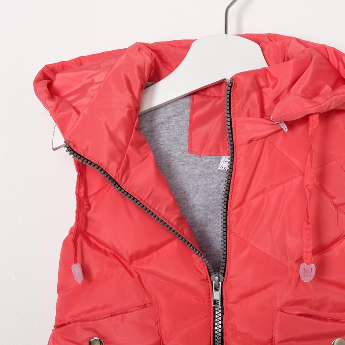 Жилет для девочки с капюшоном, фуксия, рост 104-110 (26)