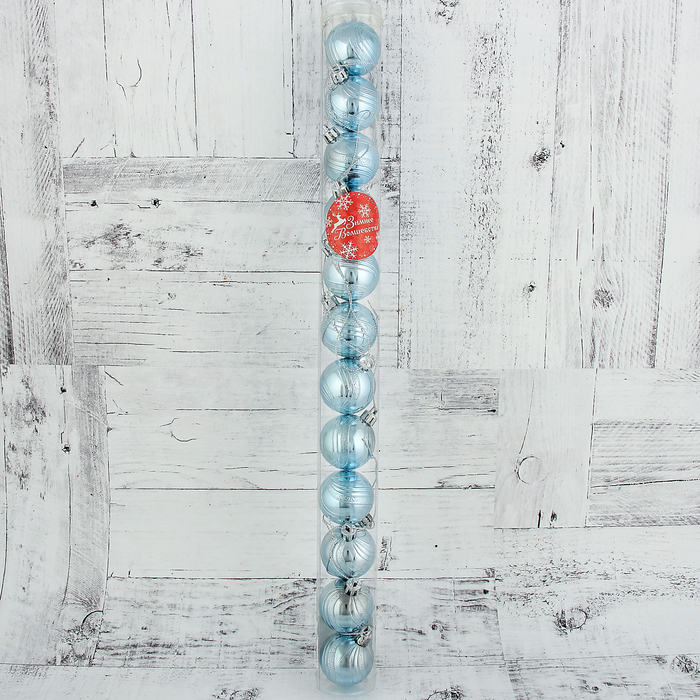 Набор шаров пластик d-4 см 12 шт "Волна" голубой