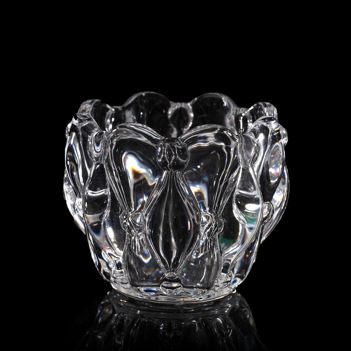 Подсвечник стекло на 1 свечу "Капельки на бутоне" прозрачный 6х7,5х7,5 см