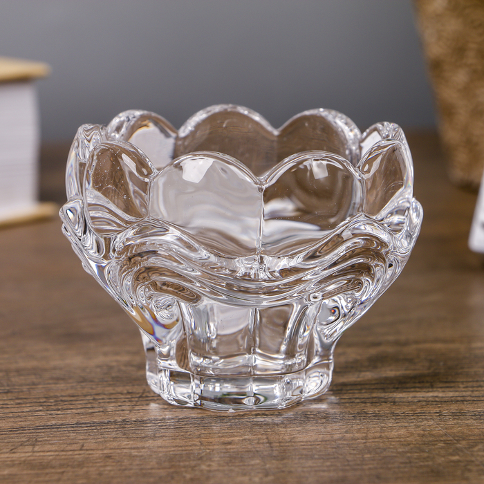 Подсвечник стекло на 1 свечу "Цветочный бутон" прозрачный 6х8х8 см