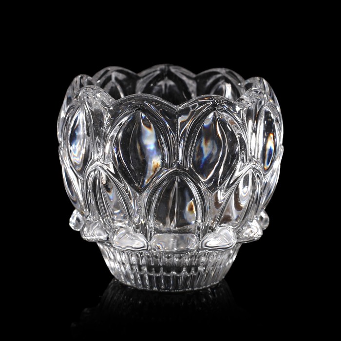 Подсвечник стекло на 1 свечу "Цветок с юбочкой" прозрачный 7х7,5х7,5 см